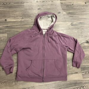 Pastel Purple Fleece Lined Zip Up Hoodie Jacket